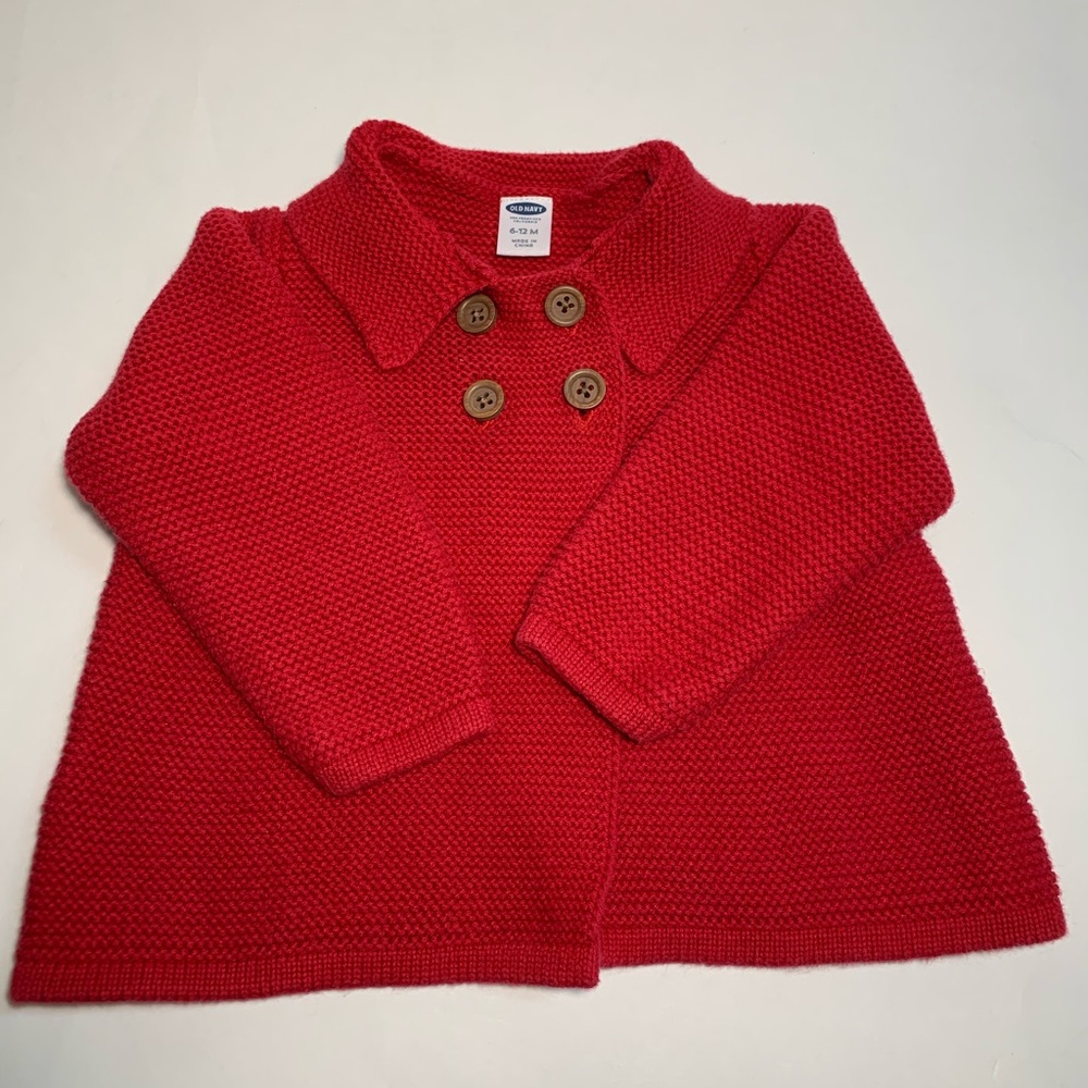 Old Navy Red Toddler Girls Sweater Cardigan 6-12 m